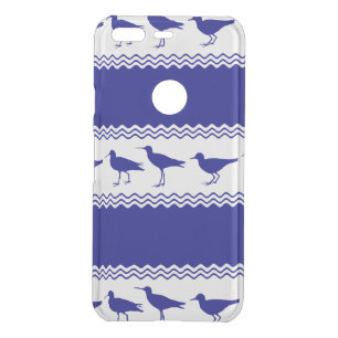 Blue White Coastal Sandpiper Bird Stripes Uncommon Google Pixel Case