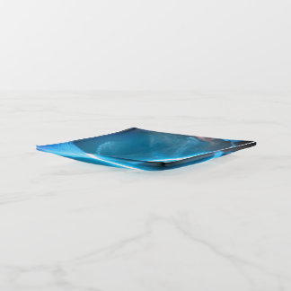 Blue White Cold Light on Glass Trinket Tray