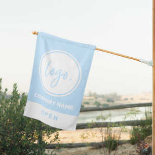 BLUE WHITE COLOR BUSINESS LOGO COMPANY OPEN NOW HOUSE FLAG