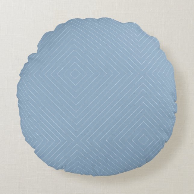 Blue & White Color Striped Round Pillow (Front)