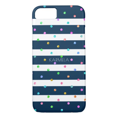 Blue  White  Colorful Dots Pattern iPhone 87 Case