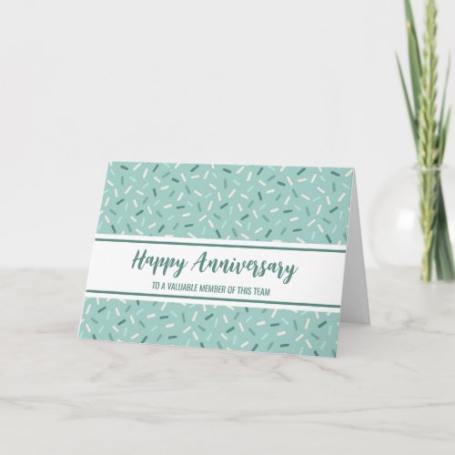 Blue White Confetti Employee Anniversary Card