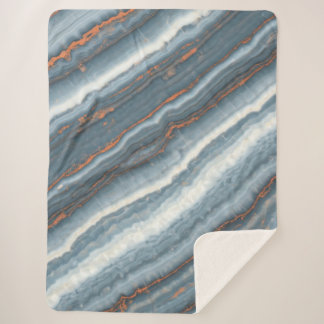 Blue, White & Copper Marble Plush Blanket