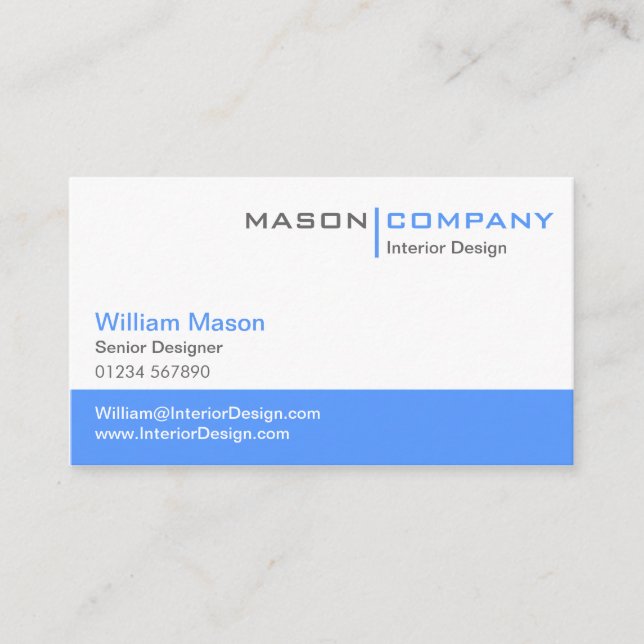 Blue & White Corporate Business Card (Front)
