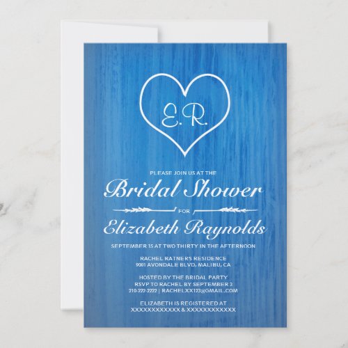 Blue &amp; White Country Bridal Shower Invitations