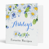 Blue White Country Daisy Floral Recipe Binder (Front/Inside)
