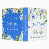 Blue White Country Daisy Floral Recipe Binder (Background)