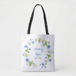 Blue White Country Daisy Floral Wedding Bag<br><div class="desc">Blue and white country chamomile daisy floral personalized wedding welcome bag. This cornflower blue and white country daisies wedding bag is a good choice for a summer wedding or a spring wedding. This chamomile daisy or shasta daisy flower wedding welcome bag features beautiful watercolor white petal yellow center daisy bouquets...</div>