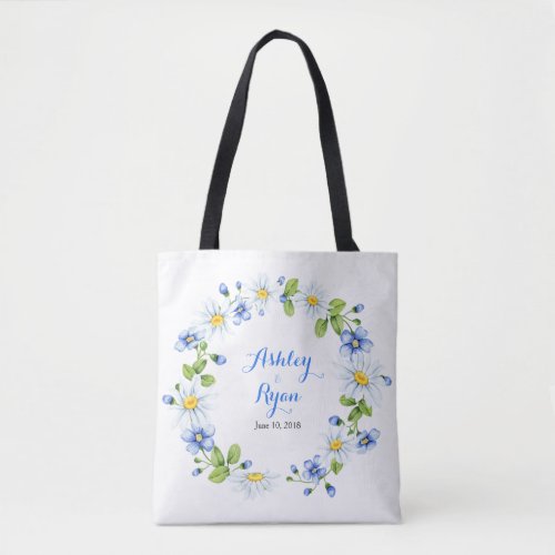 Blue White Country Daisy Floral Wedding Bag