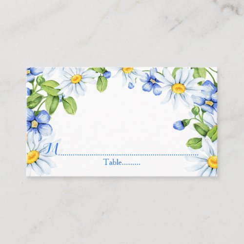 Blue White Country Daisy Wedding Place Cards