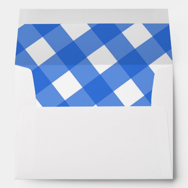 Blue & White Country Gingham Checkered Invitation Envelope (Back (Bottom))
