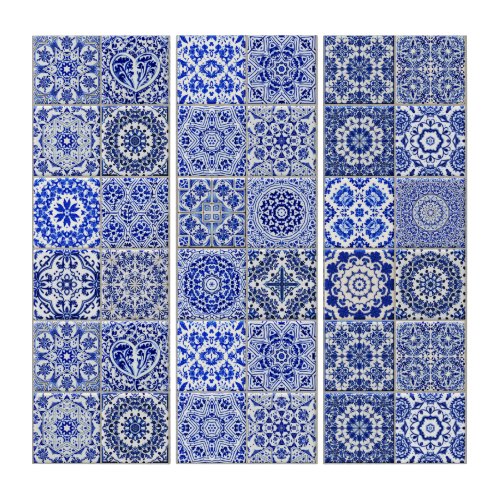 Blue  White Country Kitchen Tile _ Dutch Style Triptych