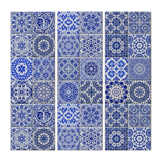 Blue & White Country Kitchen Tile - Dutch Style Triptych (Front)
