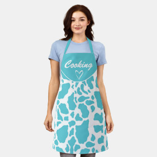 Blue & White Cow Spots Animal Print Pattern Apron