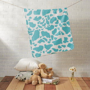 Blue & White Cow Spots Animal Print Pattern Baby Blanket
