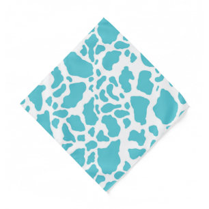 Blue & White Cow Spots Animal Print Pattern Bandana