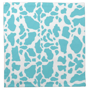 Blue & White Cow Spots Animal Print Pattern Cloth Napkin
