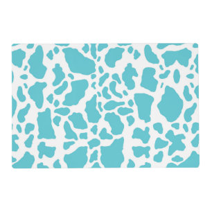 Blue & White Cow Spots Animal Print Pattern Placemat