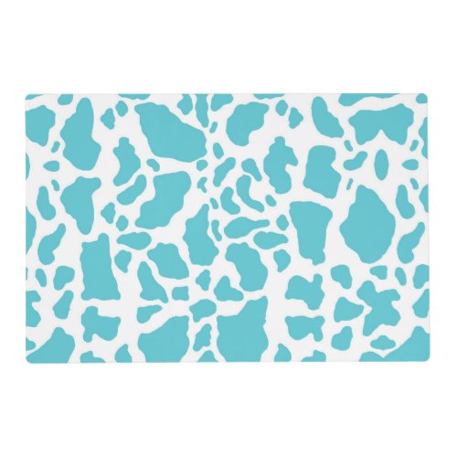 Blue  White Cow Spots Animal Print Pattern Placemat