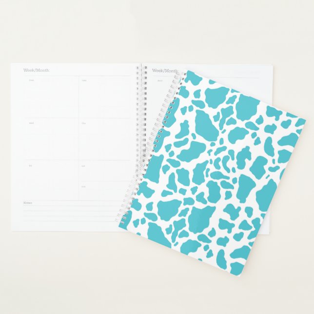 Blue & White Cow Spots Animal Print Pattern Planner (Display)