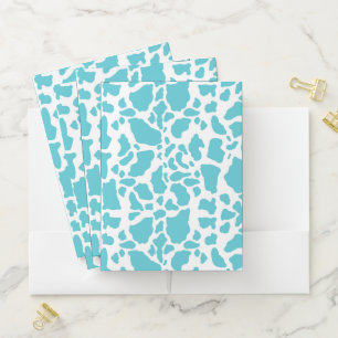 Blue & White Cow Spots Animal Print Pattern Pocket Folder