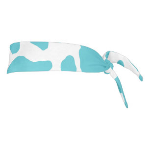 Blue & White Cow Spots Animal Print Pattern Tie Headband