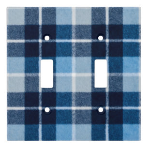 Blue White Cozy Plaid Flannel Light Switch Cover