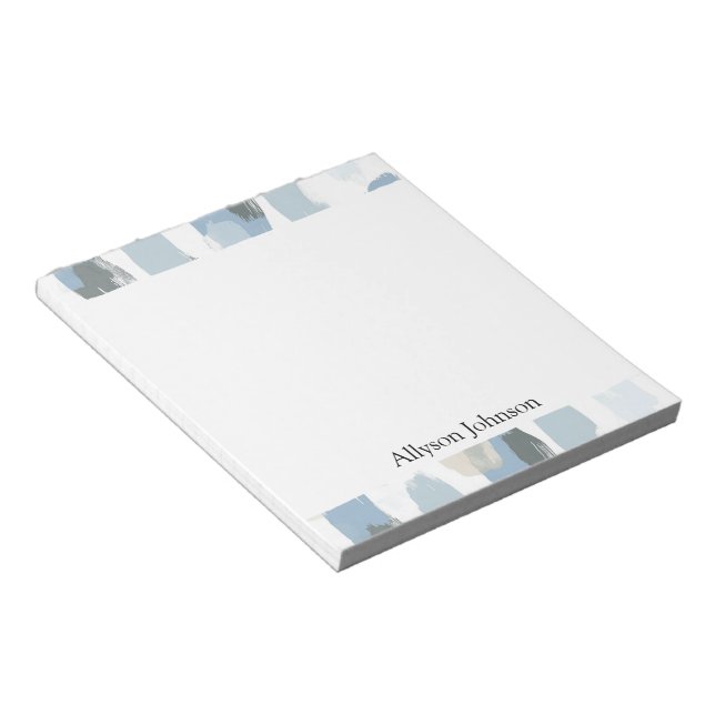 Blue White Cream Abstract Notepad (Angled)