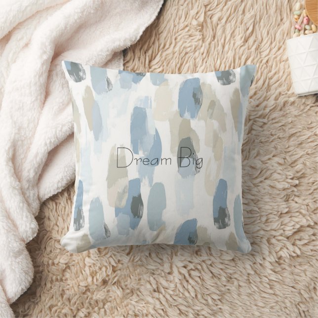 Blue White Cream Abstract Throw Pillow (Blanket)