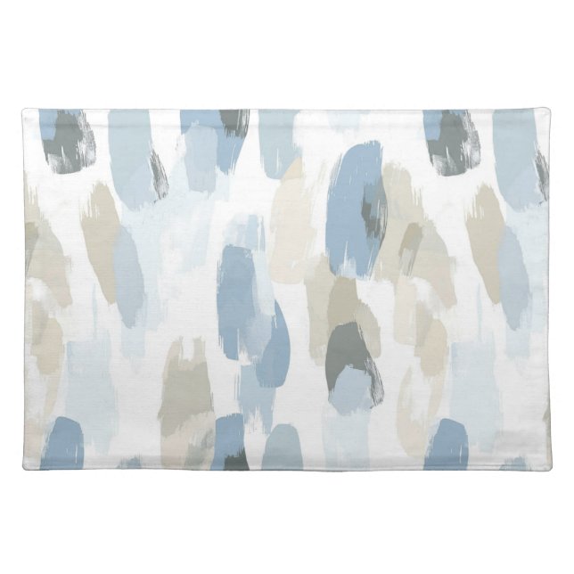 Blue White Cream Abstract Wedding Cloth Placemat (Front)