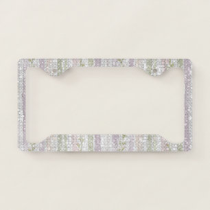 Blue White Cream Green Wavy Abstract Sparkle License Plate Frame