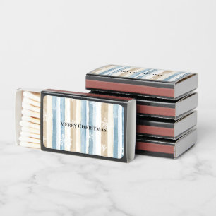 Blue White Cream Stripes Snowflakes Christmas Matchboxes