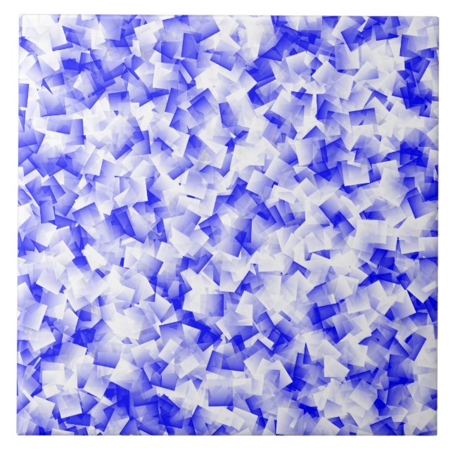 Blue White Cubism Pattern Ceramic Tile (Front)