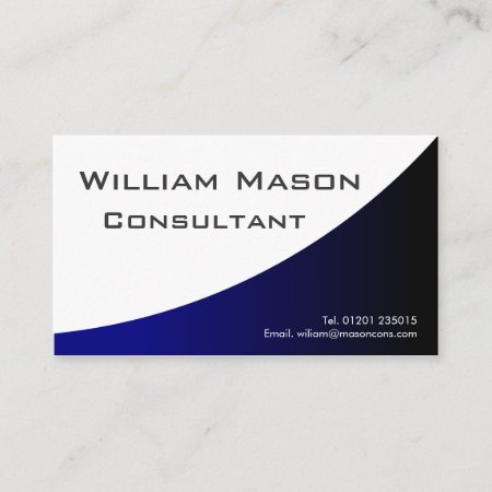 Blue White Curved, Professional Business Card