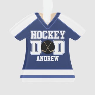 Blue/White Custom Hockey Dad Jersey Ornament