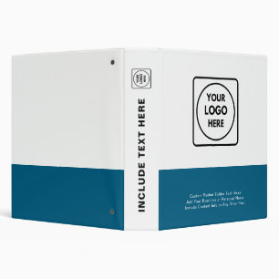 Blue White Custom Logo Text 3-Ring Binder