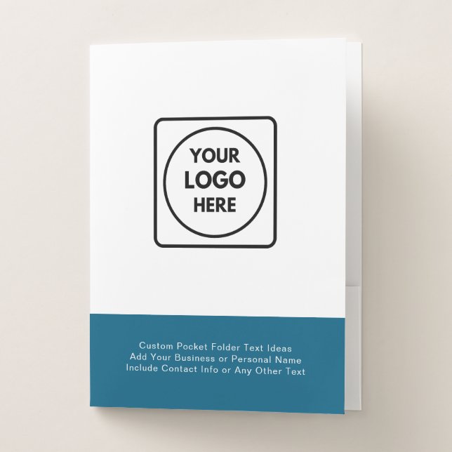 Blue White Custom Logo Text Branding Binder Pocket Folder (Front)