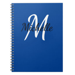 Blue &amp; White Custom Monogram Cute Notebook