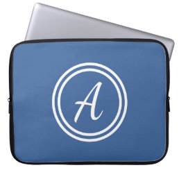 Blue &amp; White Custom Monogram Laptop Sleeve