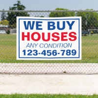 Blue White Custom We Buy Houses Real Estate
