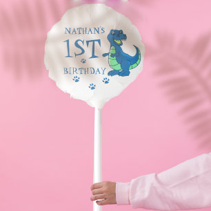 Blue White Cute Paw Dinosaur Themed Birthday Party Balloon