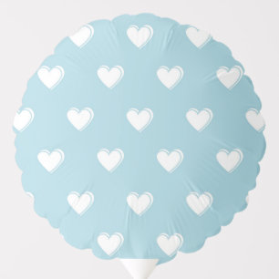 Blue White Cute Simple Heart Pattern Balloon