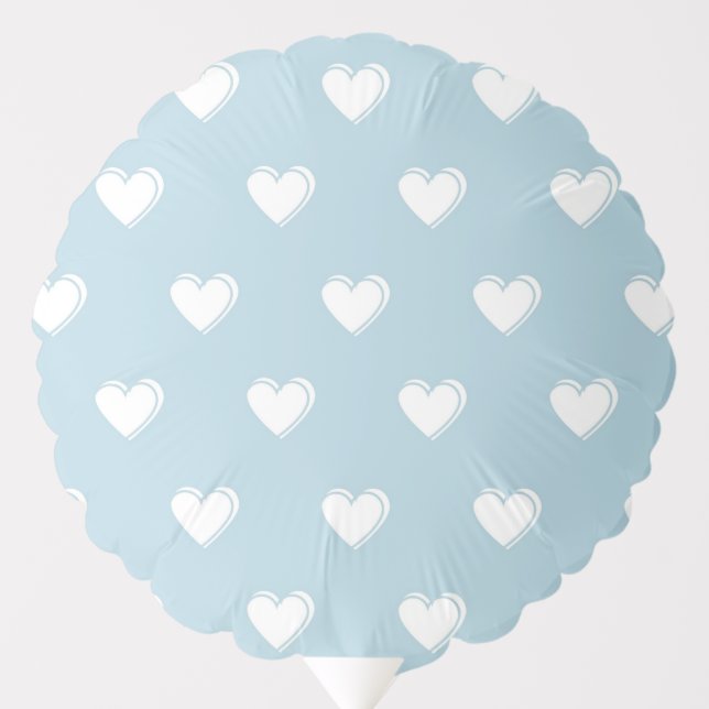 Blue White Cute Simple Heart Pattern Balloon (Front)