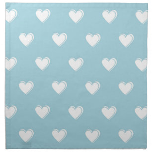 Blue White Cute Simple Heart Pattern Cloth Napkin