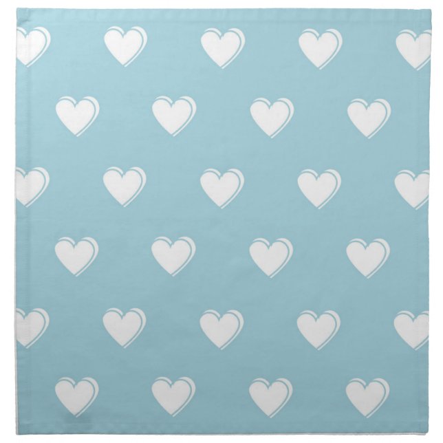 Blue White Cute Simple Heart Pattern Cloth Napkin (Front)