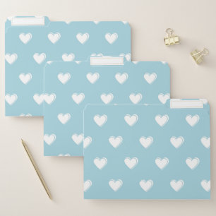 Blue White Cute Simple Heart Pattern File Folder