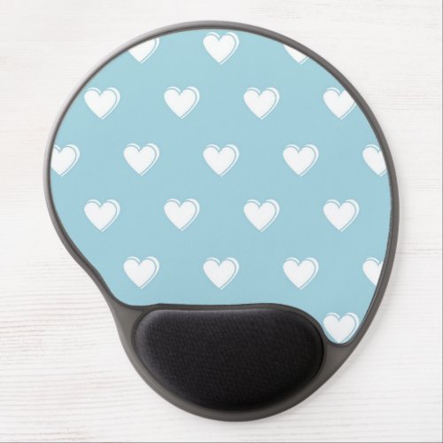 Blue White Cute Simple Heart Pattern Gel Mouse Pad