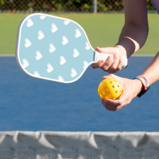 Blue White Cute Simple Heart Pattern Pickleball Paddle