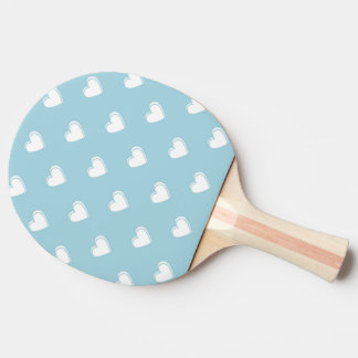 Blue White Cute Simple Heart Pattern Ping Pong Paddle