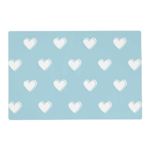 Blue White Cute Simple Heart Pattern Placemat